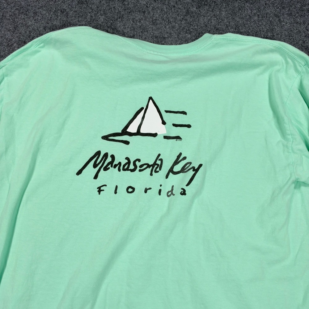 Comfort Colors Manasota Key Florida Sailboat Long Sleeve Tee Mint Green Large